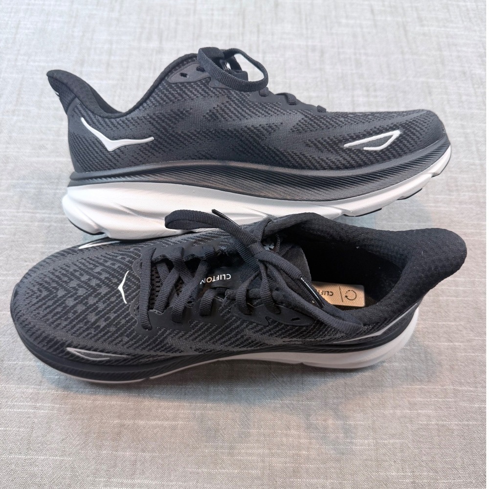 Hoka Clifton 9 Womens Running Shoes Black White 1127896 BWHT Size 7.5B - Picture 7 of 8